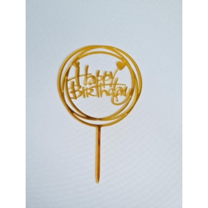 Tortabeszúró Happy Birthday felirattal Arany kerek "11"