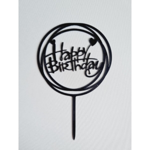 Tortabeszúró Happy Birthday felirattal Fekete kerek "32"
