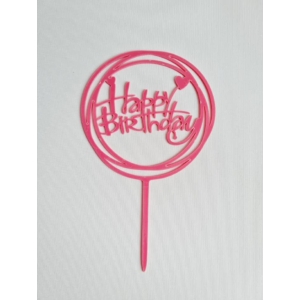 Tortabeszúró Happy Birthday felirattal Pink kerek "12"