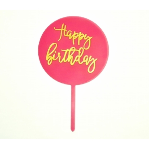 Tortabeszúró Happy Birthday felirattal Pink "61"
