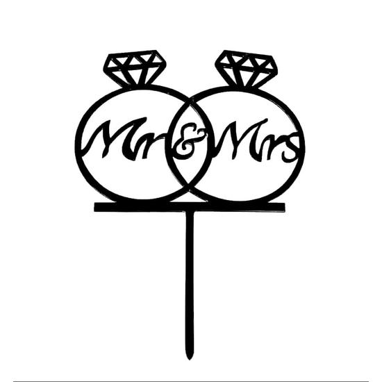 Tortabeszúró Mr & Mrs Gyűrűs fekete "2"