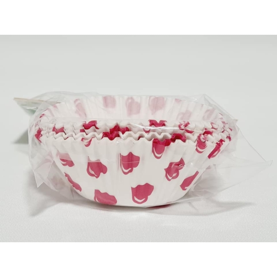 Szív mintás muffin papír Piros 50db/csomag