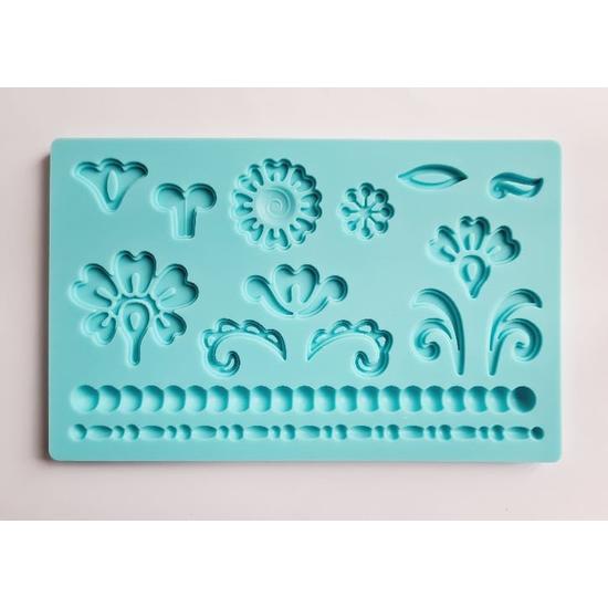 Fondant formázó szilikon - Gyöngysor,virág